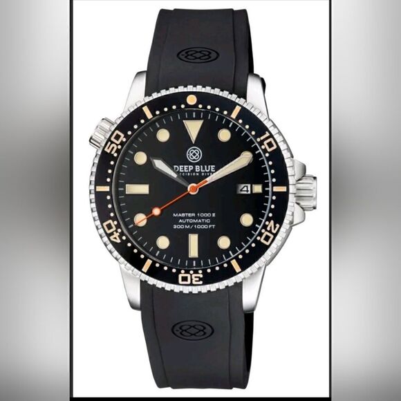 NWT Deep Blue Vintage Master 1000 44mm Automatic Men's Diver Watch Black Dial - Picture 1 of 11
